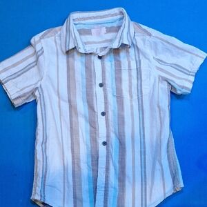 Cat & Jack Kids Button Down Shirt - White and Brown Stripes